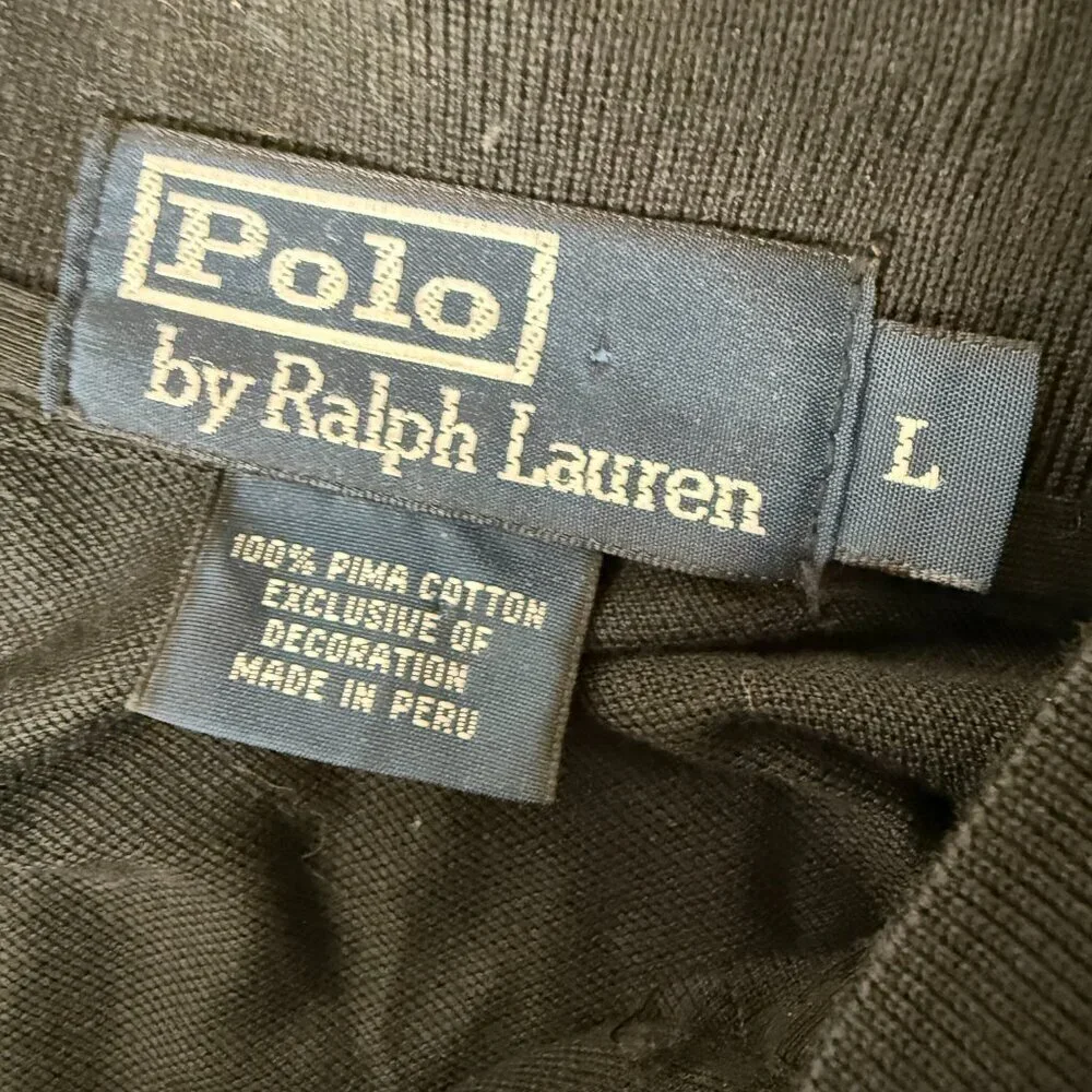 Polo by Ralph Lauren Long Sleeve Polo Black Sz Large 100% Pima Cotton